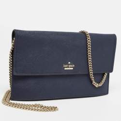 Kate Spade Navy Blue Leather Mini Cameron Street Briley Chain Clutch