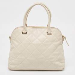 Pre Owned Kate Spade Ivory Quilted Leather Patternson Satchel