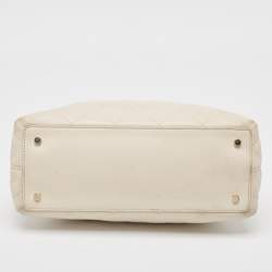 Pre Owned Kate Spade Ivory Quilted Leather Patternson Satchel