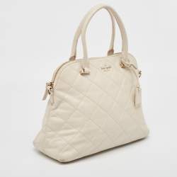 Pre Owned Kate Spade Ivory Quilted Leather Patternson Satchel