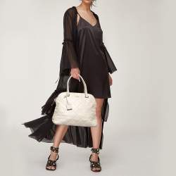 Pre Owned Kate Spade Ivory Quilted Leather Patternson Satchel