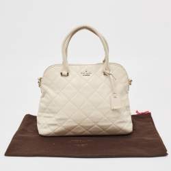 Pre Owned Kate Spade Ivory Quilted Leather Patternson Satchel