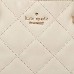 Pre Owned Kate Spade Ivory Quilted Leather Patternson Satchel