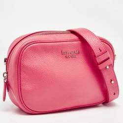 Pre Owned Kate Spade Hot Pink Leather Camera Crossbody Bag