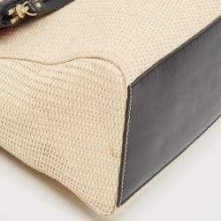 Kate Spade Beige/Black Woven Straw and Leather Loula Shoulder Bag