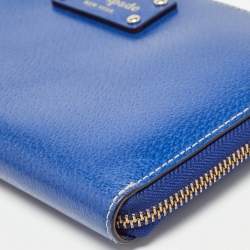 Kate Spade Blue Leather Zip Organizer Clutch