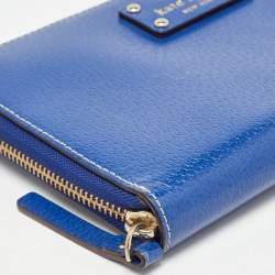 Kate Spade Blue Leather Zip Organizer Clutch