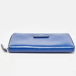Kate Spade Blue Leather Zip Organizer Clutch