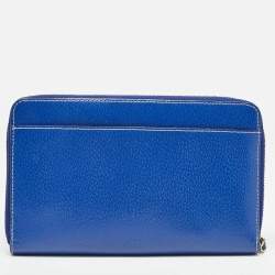 Kate Spade Blue Leather Zip Organizer Clutch