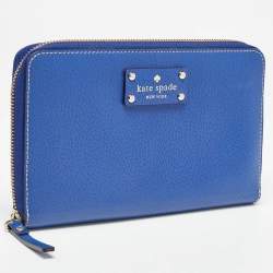 Kate Spade Blue Leather Zip Organizer Clutch