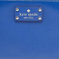 Kate Spade Blue Leather Zip Organizer Clutch