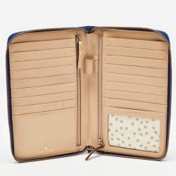 Kate Spade Blue Leather Zip Organizer Clutch