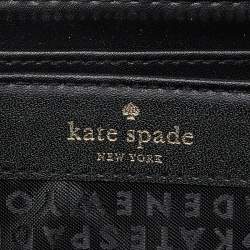 Pre Owned Kate Spade Blue FLoral Print Leather Zip Around Wallet