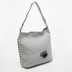 Kate Spade Grey Floral Applique Leather Atlantic Avenue Libby Bucket Bag