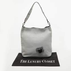 Kate Spade Grey Floral Applique Leather Atlantic Avenue Libby Bucket Bag