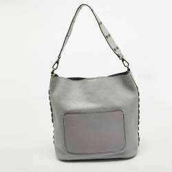 Kate Spade Grey Floral Applique Leather Atlantic Avenue Libby Bucket Bag