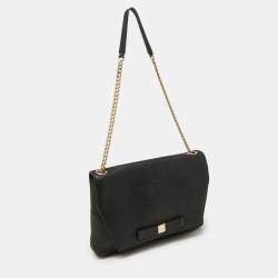 Kate Spade Black Snakeskin Embossed Leather Flap Shoulder Bag