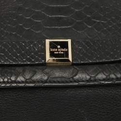 Kate Spade Black Snakeskin Embossed Leather Flap Shoulder Bag