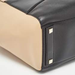 Pre Owned Kate Spade Beige/Black Leather 2 Park Avenue Beau Tote