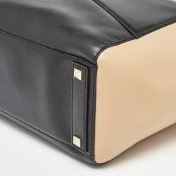 Pre Owned Kate Spade Beige/Black Leather 2 Park Avenue Beau Tote