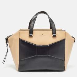 Pre Owned Kate Spade Beige/Black Leather 2 Park Avenue Beau Tote