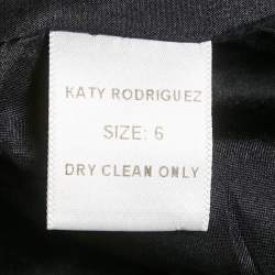 Katy Rodriguez Black Wool Blend Leather Trim Mini Dress M