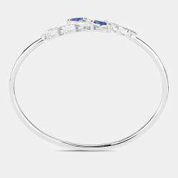 Pre Owned 0.50 cts Blue Sapphire and Diamond 14K White Gold Bypass Bangle