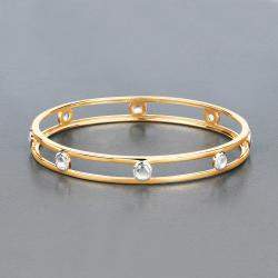 Pre Owned 1.56 cts Diamond 14K Yellow Gold Station Bangle