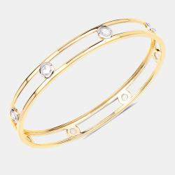 Pre Owned 1.56 cts Diamond 14K Yellow Gold Station Bangle