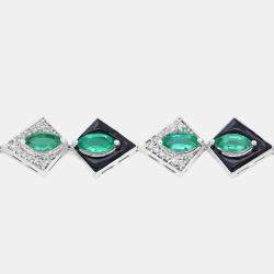 مملوكة مسبقًا 3.37 cts Emerald and Diamond 14K White Gold Tennis Bracelet