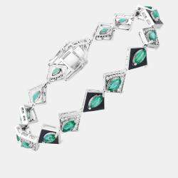 مملوكة مسبقًا 3.37 cts Emerald and Diamond 14K White Gold Tennis Bracelet