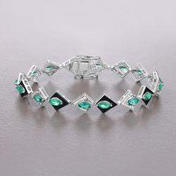 مملوكة مسبقًا 3.37 cts Emerald and Diamond 14K White Gold Tennis Bracelet
