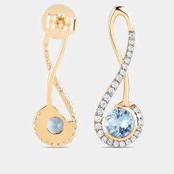 Pre Owned 0.90 cts Aquamarine and Diamond 14K Yellow Gold Crossver Earrings