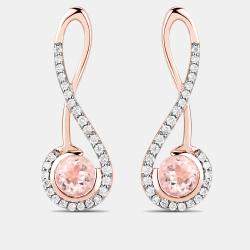 Pre Owned 1.00 cts Morganite and Diamond 14K Rose Gold Infinity Earrings