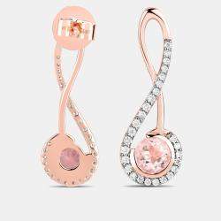Pre Owned 1.00 cts Morganite and Diamond 14K Rose Gold Infinity Earrings