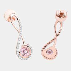 Pre Owned 1.00 cts Morganite and Diamond 14K Rose Gold Infinity Earrings