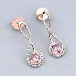 Pre Owned 1.00 cts Morganite and Diamond 14K Rose Gold Infinity Earrings