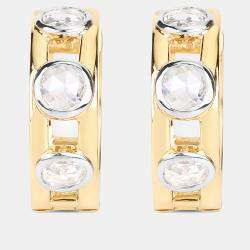 Pre Owned أقراط حلقية بوزن 0.69 قيراط من الألماس بالذهب الأصفر عيار 14