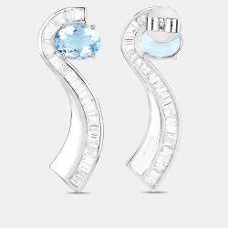 Pre Owned أقراط جاكيت بوزن 3.46 قيراط من الأكوامارين والألماس بالذهب الأبيض عيار 14