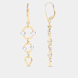 Pre Owned أقراط متدلية بوزن 1.02 قيراط من الألماس بالذهب الأصفر عيار 14