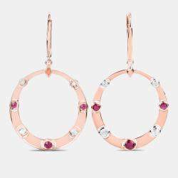 مملوكة مسبقًا 1.36 cts Ruby and Diamond 14K Rose Gold Dangle Earrings