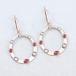 مملوكة مسبقًا 1.36 cts Ruby and Diamond 14K Rose Gold Dangle Earrings