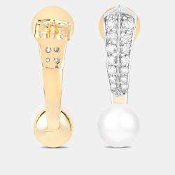 Pre Owned أقراط متدلية بوزن 5.50 قيراط من اللؤلؤ والألماس بالذهب الأصفر عيار 14