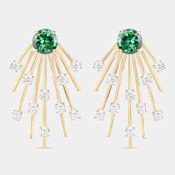 مملوكة مسبقًا 2.35 cts Tsavorite and Diamond 14K Yellow Gold Sunburst Earrings