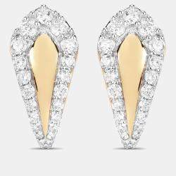 مملوكة مسبقًا أقراط هوجي بوزن 0.60 قيراط من الزمرد والألماس بالذهب الأصفر عيار 14