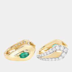مملوكة مسبقًا أقراط هوجي بوزن 0.60 قيراط من الزمرد والألماس بالذهب الأصفر عيار 14