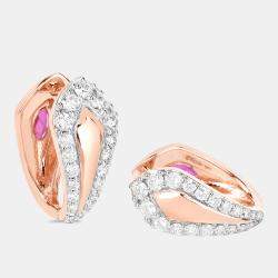 مملوكة مسبقًا أقراط هجي بوزن 0.66 قيراط من الياقوت والألماس بالذهب الوردي عيار 14