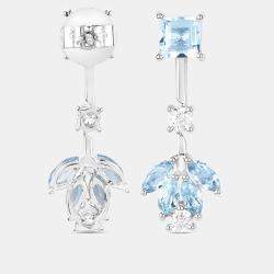 Pre Owned 2.30 cts Aquamarine and Diamond 14K White Gold Drop Earrings