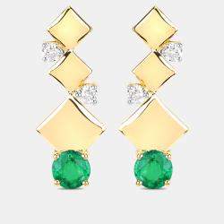 مملوكة مسبقًا أقراط متدلية بوزن 1.72 قيراط من الزمرد والألماس بالذهب الأصفر عيار 14