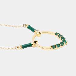 Pre Owned 0.58 cts Emerald 14K Yellow Gold Circle Necklace
